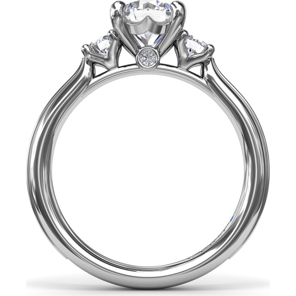 3-Stone Engagement Ring Setting with Round Diamond Side Stones by Fana - 0.27 Carat Total Diamond Weight