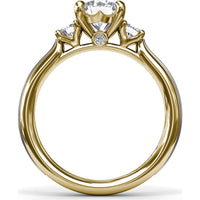 3-Stone Engagement Ring Setting with Round Diamond Side Stones by Fana - 0.27 Carat Total Diamond Weight