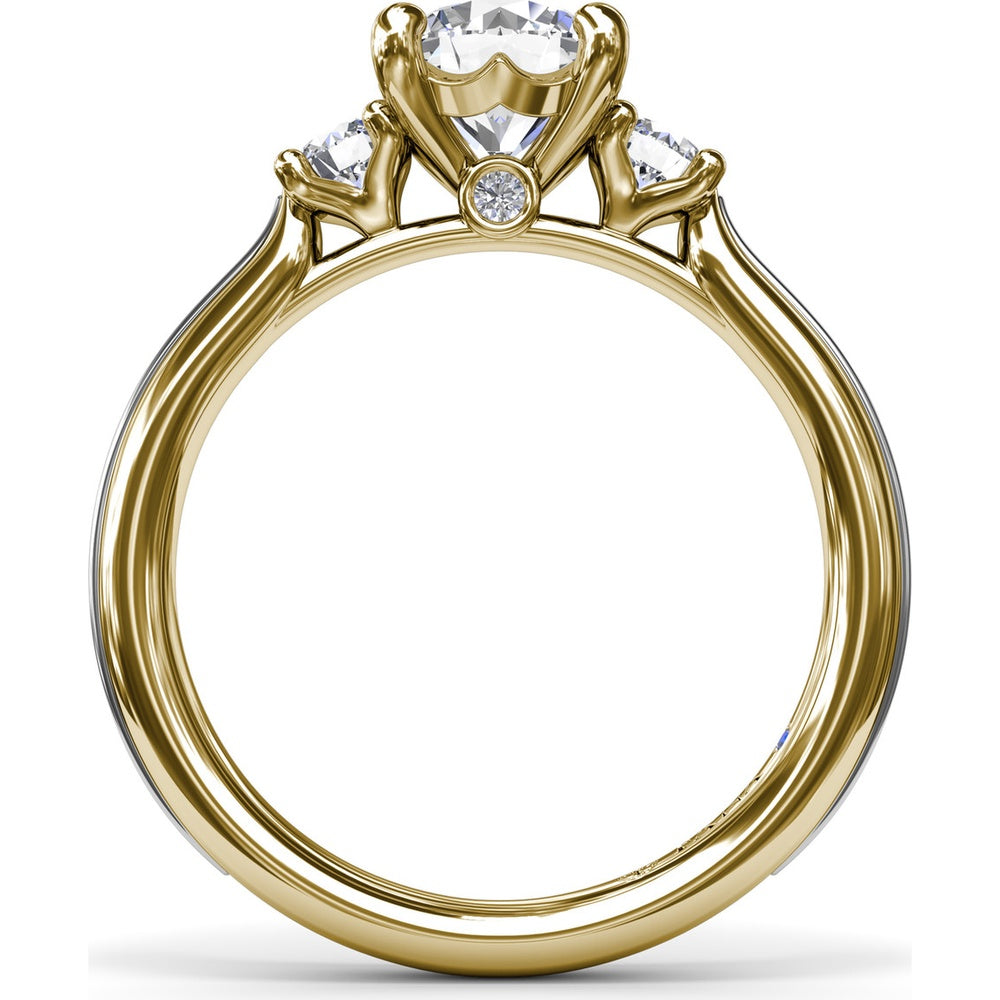 3-Stone Engagement Ring Setting with Round Diamond Side Stones by Fana - 0.27 Carat Total Diamond Weight
