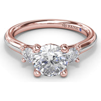 3-Stone Engagement Ring Setting with Round Diamond Side Stones by Fana - 0.27 Carat Total Diamond Weight
