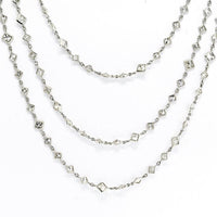 35 Carats Platinum 76-Inch Diamond By The Yard Necklace with Square Cut Diamonds