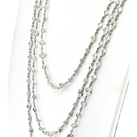 35 Carats Platinum 76-Inch Diamond By The Yard Necklace with Square Cut Diamonds