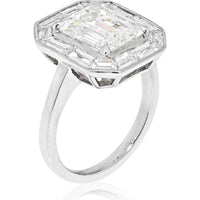 4 Carat Emerald Cut Diamond Engagement Ring with Baguette Halo in Platinum - GIA Certified H/VS1
