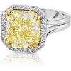 5 Carat Radiant Cut Fancy Yellow Diamond Platinum Ring