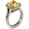 5 Carat Radiant Cut Fancy Yellow Diamond Platinum Ring