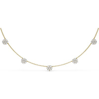 5-Station Floral Cluster Necklace with Round Brilliant Diamonds by Fana - 2.80 Carat Total Diamond Weight