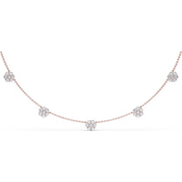 5-Station Floral Cluster Necklace with Round Brilliant Diamonds by Fana - 2.80 Carat Total Diamond Weight