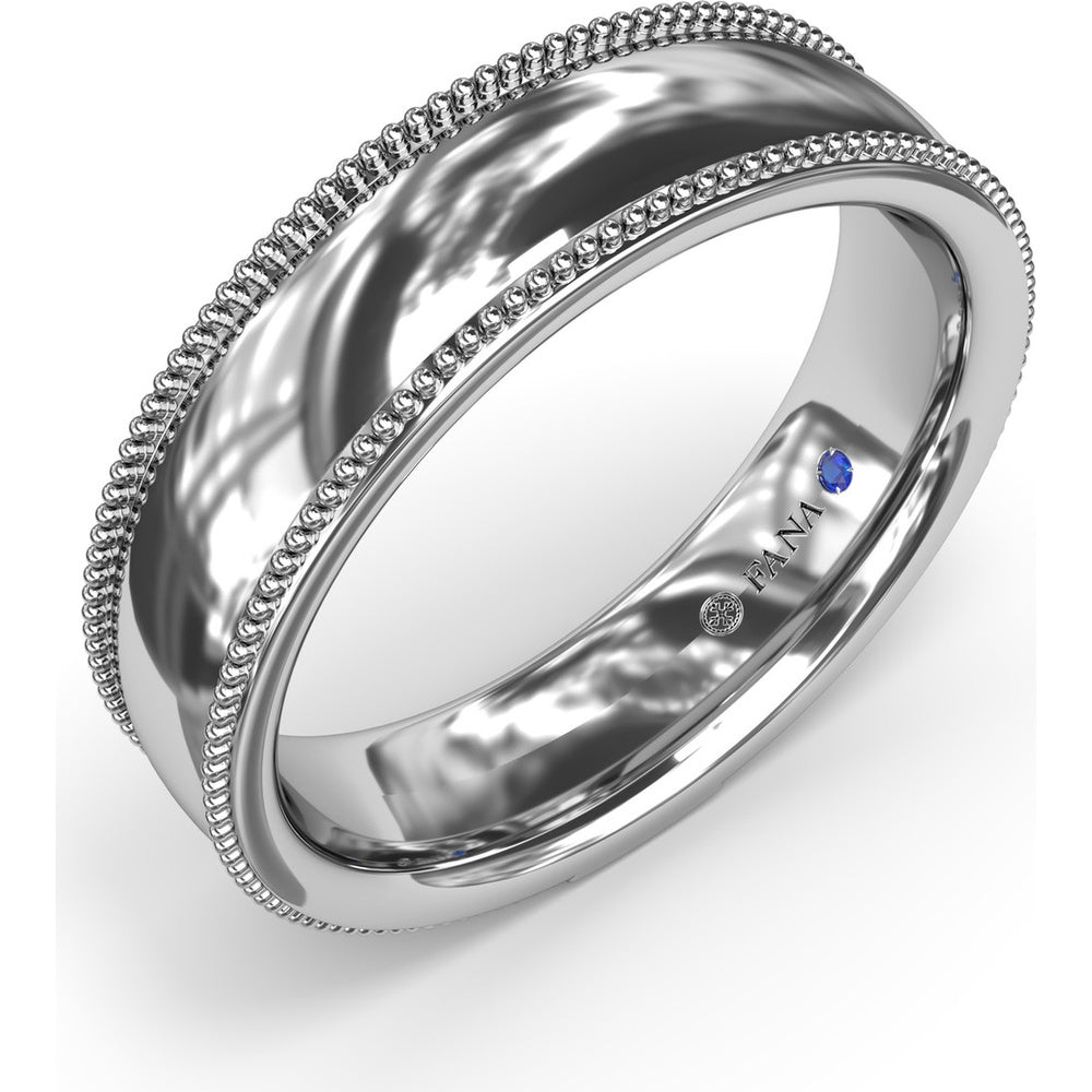 6mm High Polish Men's Band with Center and Milgrain Edges by Fana