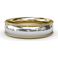 6mm High Polish Men's Band with Center and Milgrain Edges by Fana