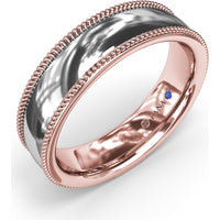 6mm High Polish Men's Band with Center and Milgrain Edges by Fana