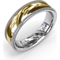6mm High Polish Men's Band with Center and Milgrain Edges by Fana