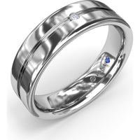 6mm High Polish Men's Band with Flush Set Round Diamond Accent by Fana - 0.02 Carat Total Diamond Weight