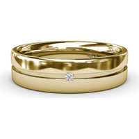 6mm High Polish Men's Band with Flush Set Round Diamond Accent by Fana - 0.02 Carat Total Diamond Weight