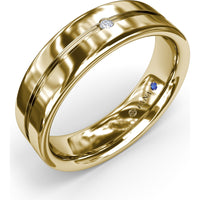 6mm High Polish Men's Band with Flush Set Round Diamond Accent by Fana - 0.02 Carat Total Diamond Weight