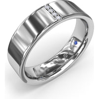 6mm High Polish Men's Band with Vertical Channel Set Round Diamond Accents by Fana - 0.03 Carat Total Diamond Weight