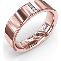6mm High Polish Men's Band with Vertical Channel Set Round Diamond Accents by Fana - 0.03 Carat Total Diamond Weight