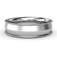 6mm Knife Edge Men's Band with Sandblast Finish and Milgrain Borders by Fana