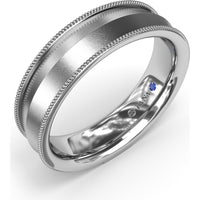 6mm Knife Edge Men's Band with Sandblast Finish and Milgrain Borders by Fana