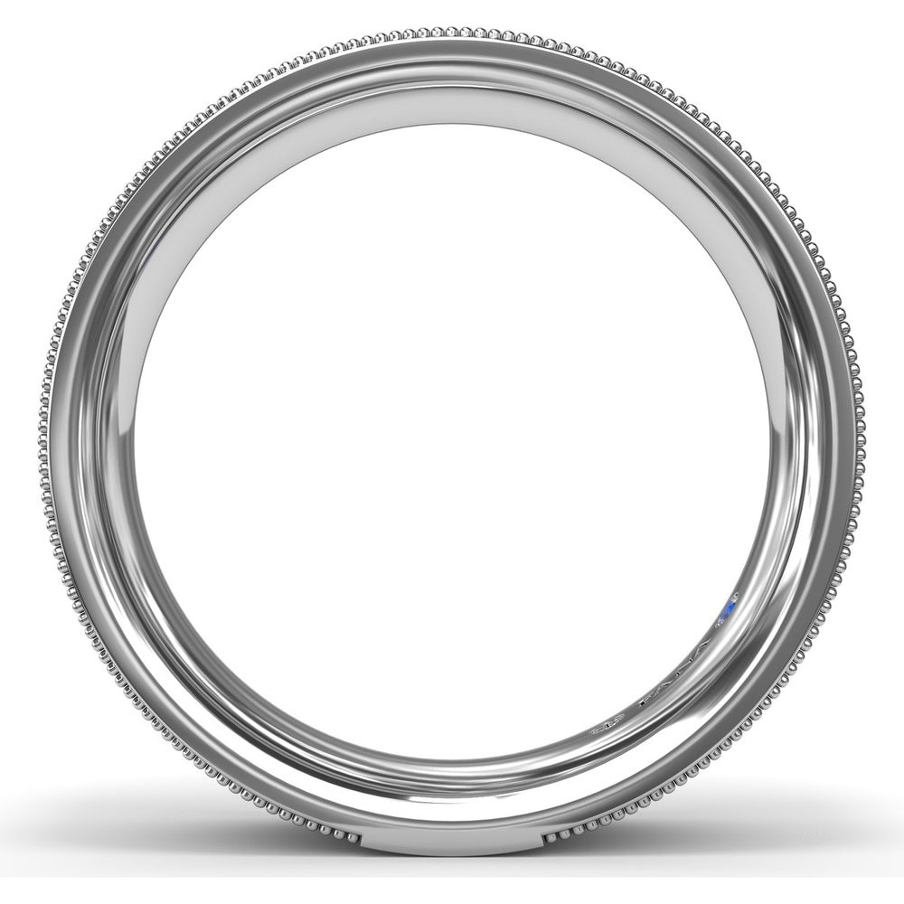 6mm Knife Edge Men's Band with Sandblast Finish and Milgrain Borders by Fana