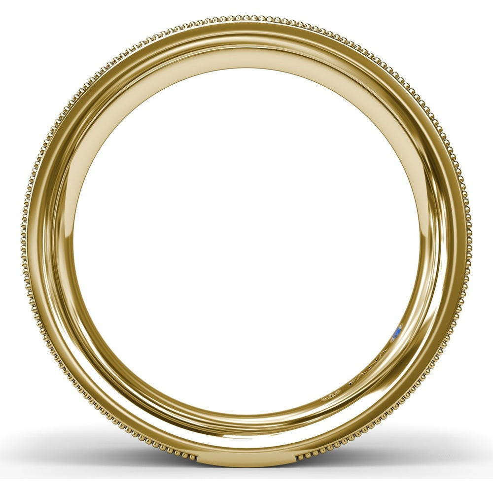 6mm Knife Edge Men's Band with Sandblast Finish and Milgrain Borders by Fana
