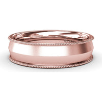 6mm Knife Edge Men's Band with Sandblast Finish and Milgrain Borders by Fana