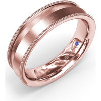 6mm Knife Edge Men's Band with Sandblast Finish and Milgrain Borders by Fana
