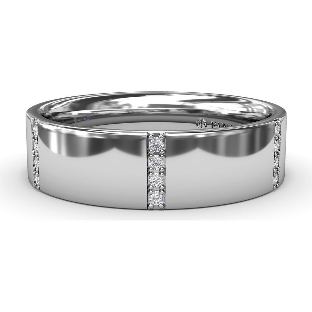 6mm Men's Band with Channel Set Round Diamond Accents by Fana - 0.15 Carat Total Diamond Weight