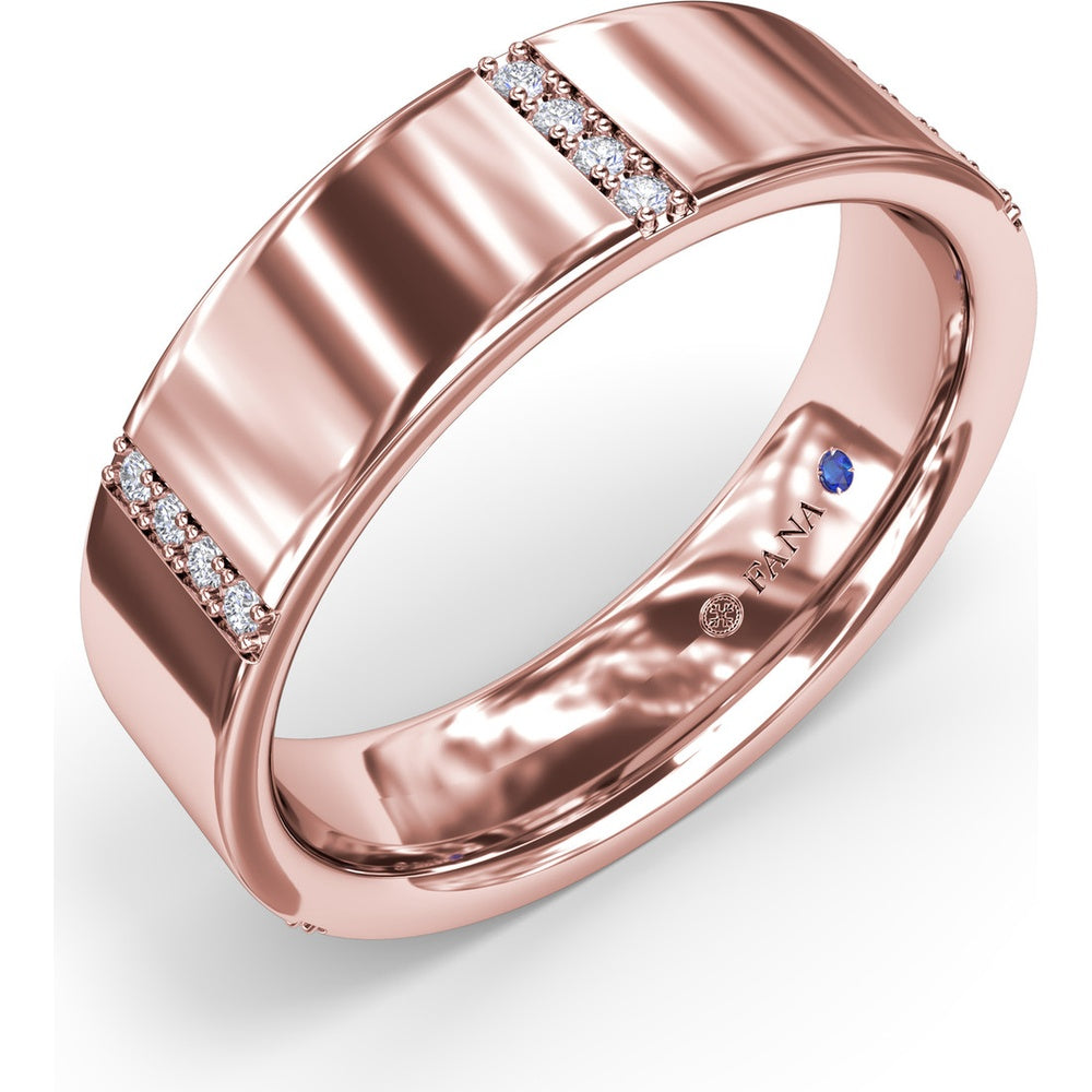 6mm Men's Band with Channel Set Round Diamond Accents by Fana - 0.15 Carat Total Diamond Weight