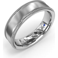 6mm Men's Comfort Fit Band with Sandblast Finish and Milgrain Edge by Fana