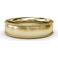 6mm Men's Comfort Fit Band with Sandblast Finish and Milgrain Edge by Fana