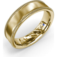 6mm Men's Comfort Fit Band with Sandblast Finish and Milgrain Edge by Fana