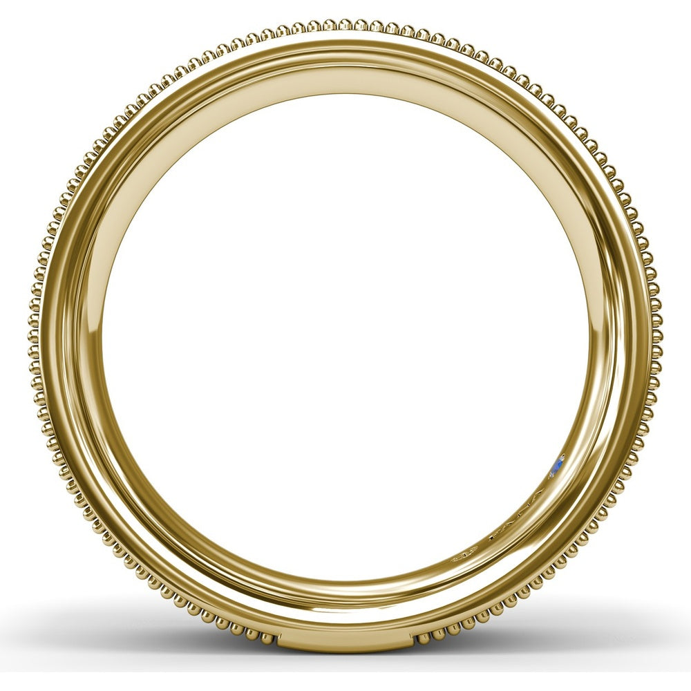 6mm Men's Comfort Fit Band with Sandblast Finish and Milgrain Edge by Fana