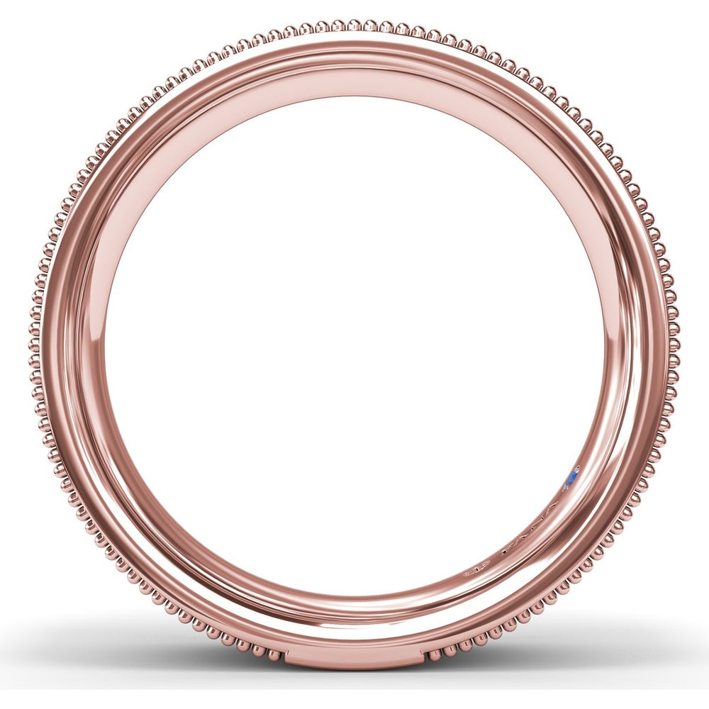 6mm Men's Comfort Fit Band with Sandblast Finish and Milgrain Edge by Fana