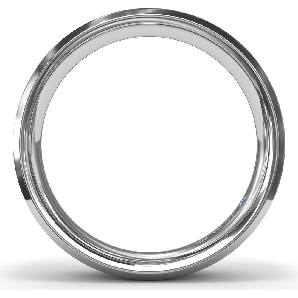6mm Sandblast Finish Bevel Edge Men's Wedding Band by Fana