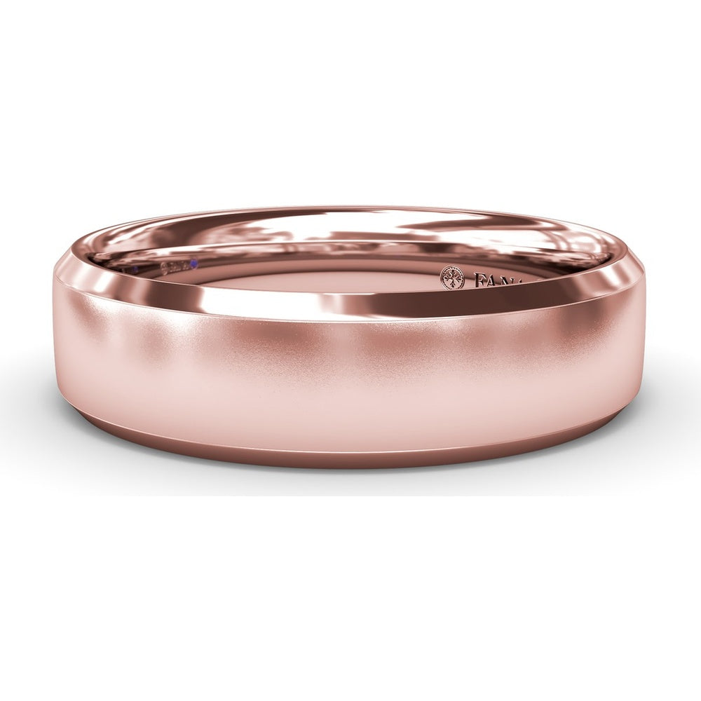 6mm Sandblast Finish Bevel Edge Men's Wedding Band by Fana