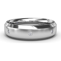 6mm Sandblast Finish Men's Band with Beveled Edges and Flush Set Round Diamonds by Fana - 0.12 Carat Total Diamond Weight