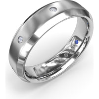 6mm Sandblast Finish Men's Band with Beveled Edges and Flush Set Round Diamonds by Fana - 0.12 Carat Total Diamond Weight