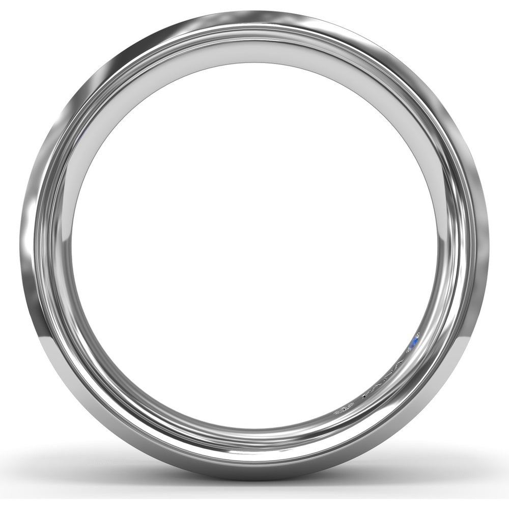 6mm Sandblast Finish Men's Band with Beveled Edges and Flush Set Round Diamonds by Fana - 0.12 Carat Total Diamond Weight