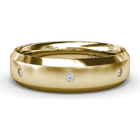 6mm Sandblast Finish Men's Band with Beveled Edges and Flush Set Round Diamonds by Fana - 0.12 Carat Total Diamond Weight