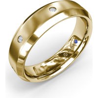 6mm Sandblast Finish Men's Band with Beveled Edges and Flush Set Round Diamonds by Fana - 0.12 Carat Total Diamond Weight