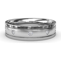 6mm Sandblast Finish Men's Band with Flush-Set Round Diamonds by Fana - 0.27 Carat Total Diamond Weight