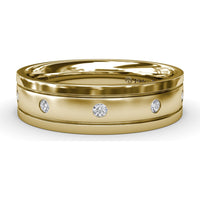 6mm Sandblast Finish Men's Band with Flush-Set Round Diamonds by Fana - 0.27 Carat Total Diamond Weight