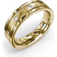 6mm Sandblast Finish Men's Band with Flush-Set Round Diamonds by Fana - 0.27 Carat Total Diamond Weight