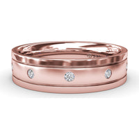 6mm Sandblast Finish Men's Band with Flush-Set Round Diamonds by Fana - 0.27 Carat Total Diamond Weight