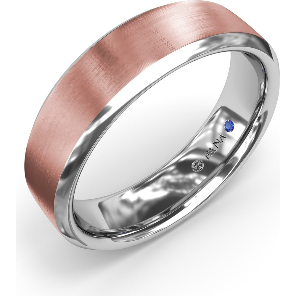 6mm Soho Finish Bevel Edge Men's Band with Brushed Center by Fana