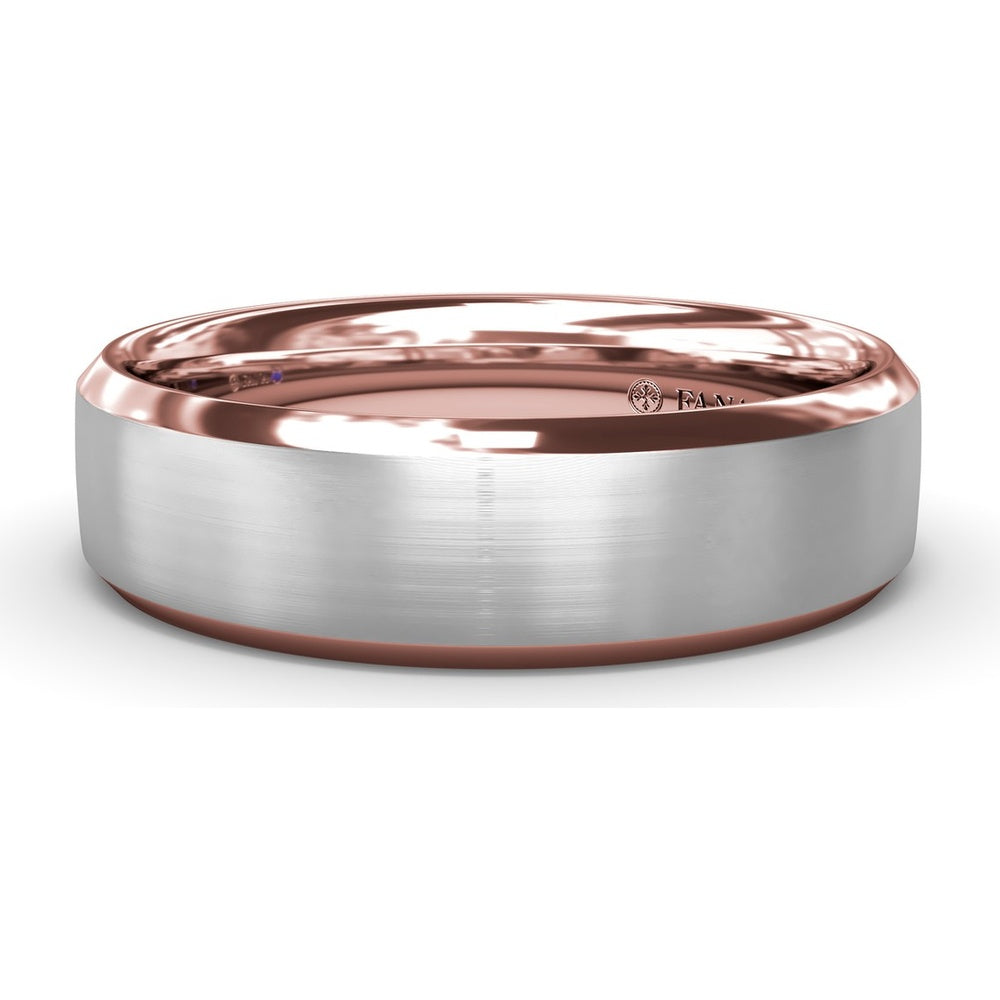 6mm Soho Finish Bevel Edge Men's Band with Brushed Center by Fana