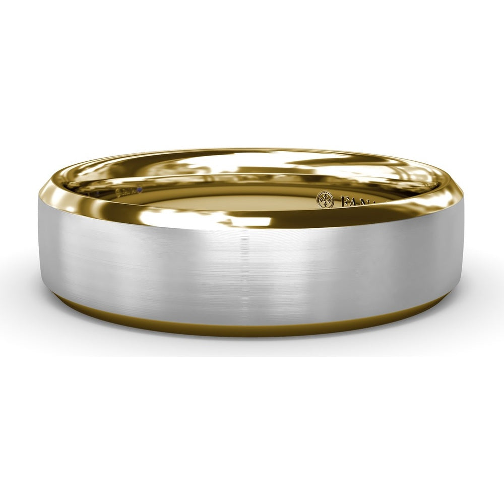 6mm Soho Finish Bevel Edge Men's Band with Brushed Center by Fana