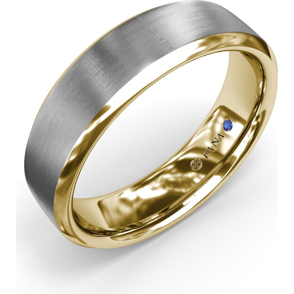 6mm Soho Finish Bevel Edge Men's Band with Brushed Center by Fana