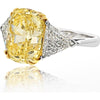 8 Carat Cushion Cut Fancy Intense Yellow Diamond Engagement Ring