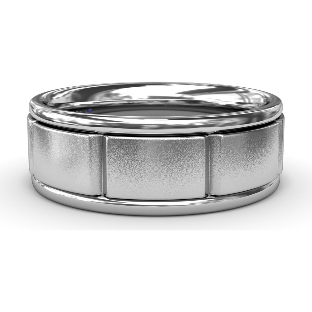8mm Comfort Fit Men's Band with Sandblast Finish and Grooved Accents by Fana